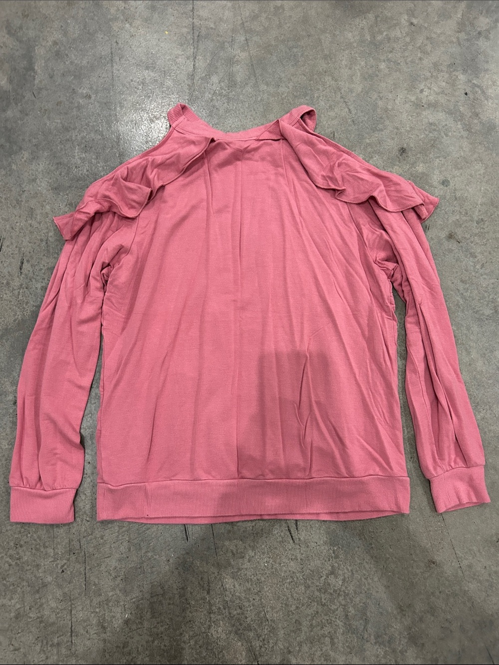 Express Pink Cold-Shoulder Ruffle Sweatshirt - Picture 7 of 8
